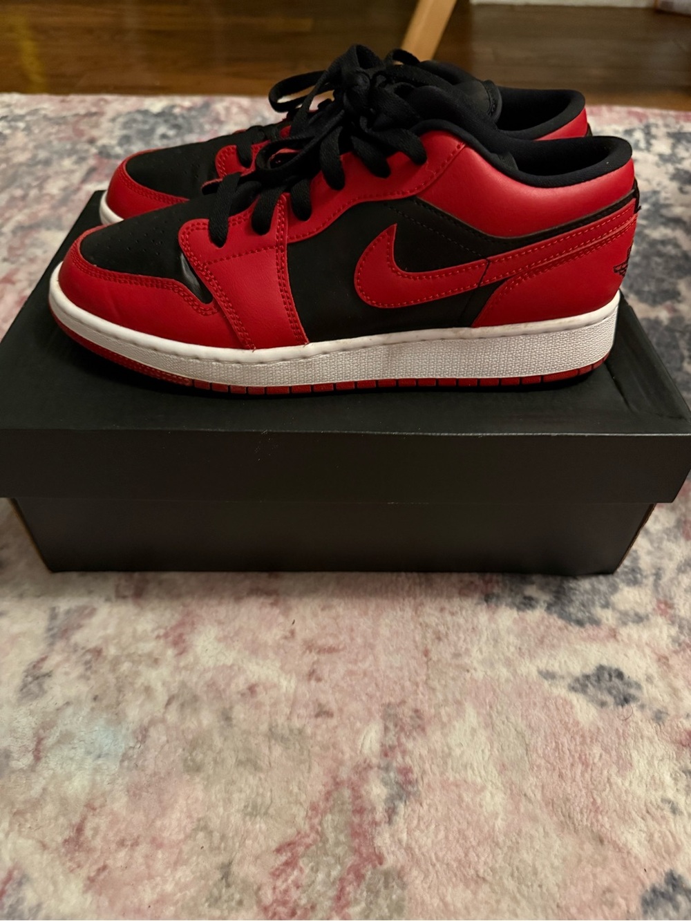 Jordan Kids' Black & Red Low Top Sneakers